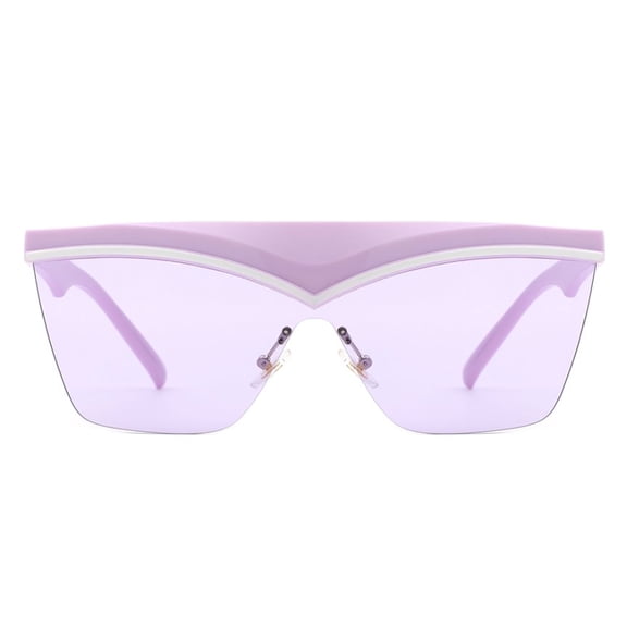 Purple Wide Irregular Frame Sunglasses - Light Lens UV Protection Fashion Edgy Daily Eyewear