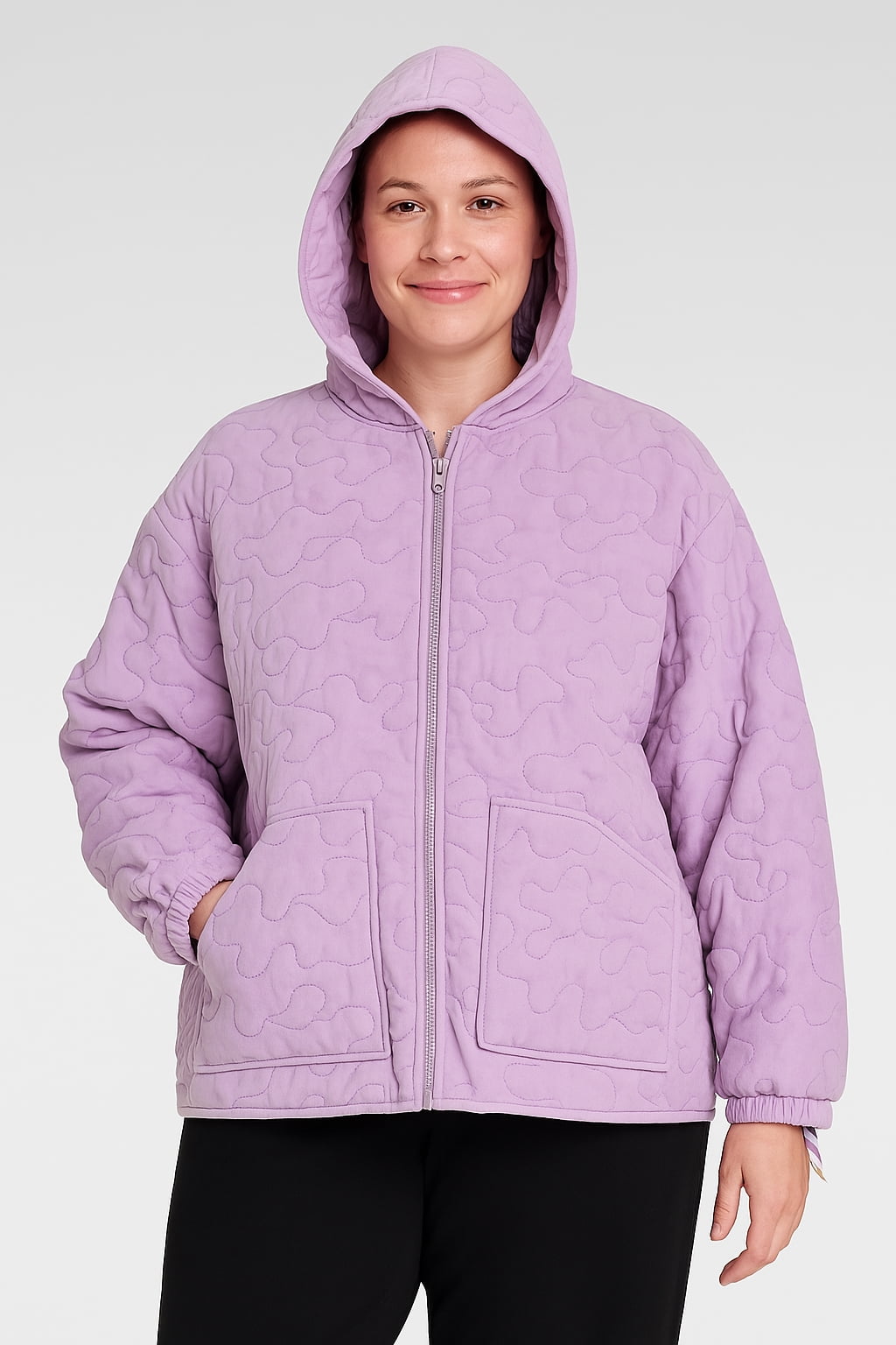 Purple Wild Fable Quilted Unisex Jacket w/ zip-up pockets hood
