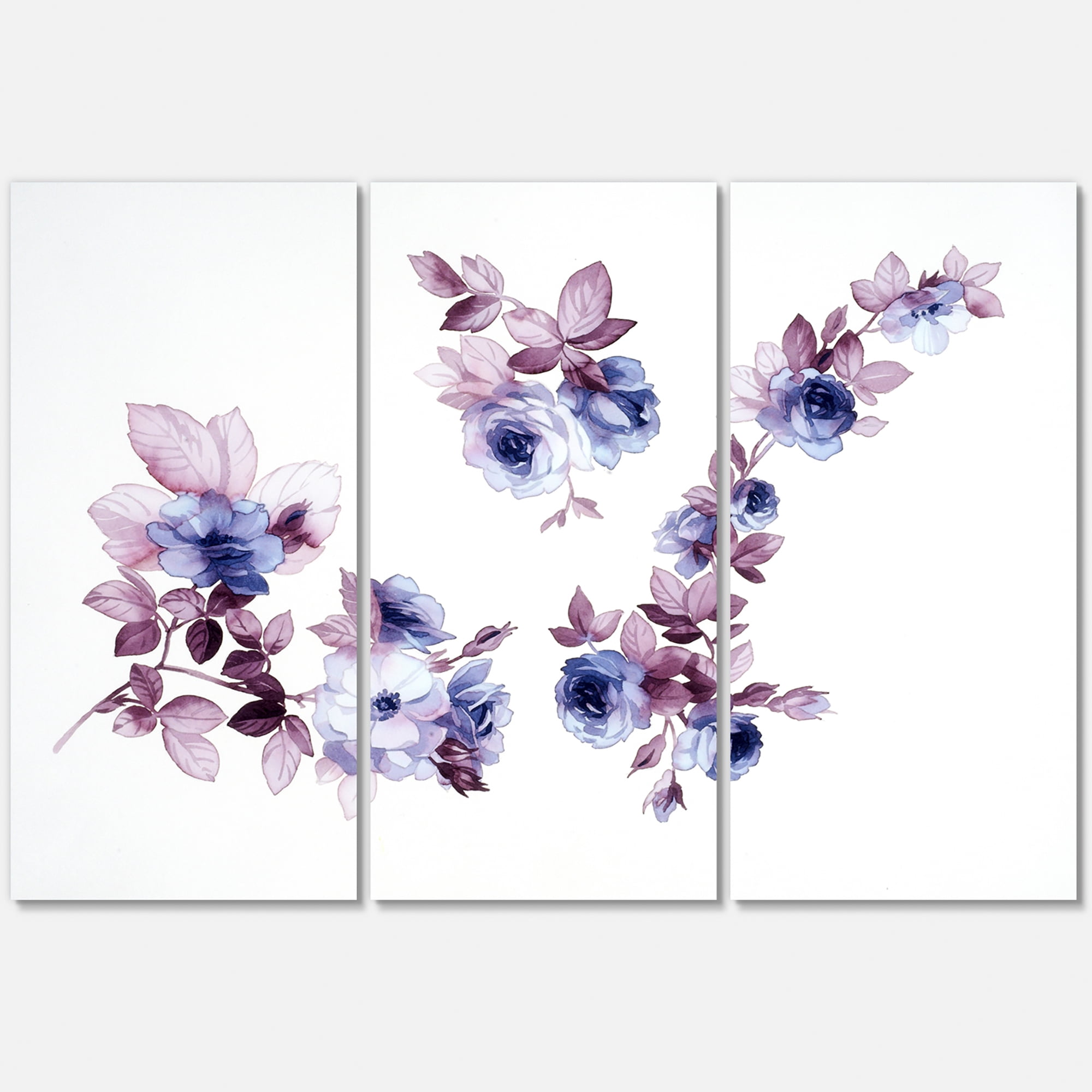 Purple Wildflowers On White I 28 in x 36 in Painting Canvas Art Print, by Designart