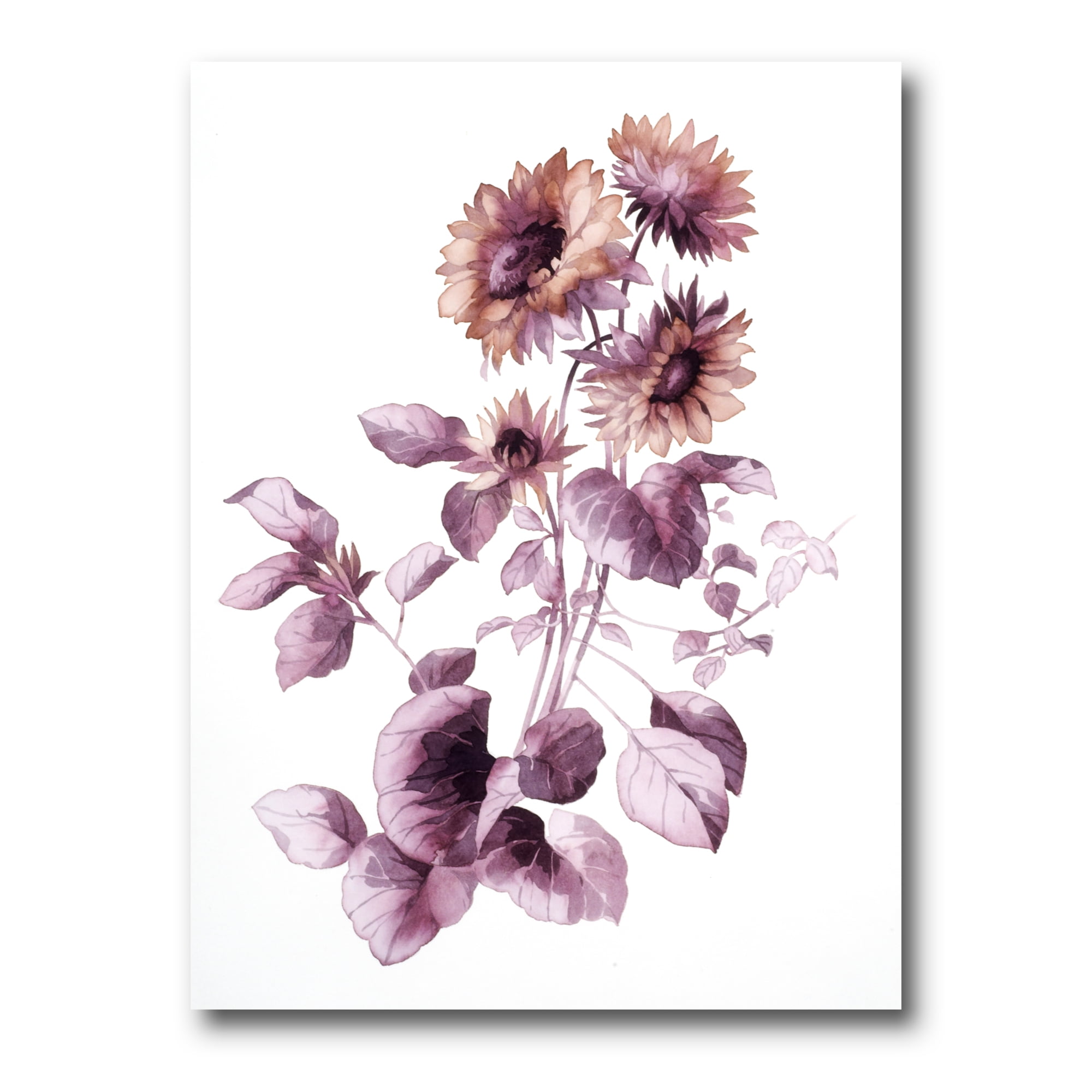 Purple Wildflowers On White III 12 in x 8 in Painting Canvas Art Print, by Designart
