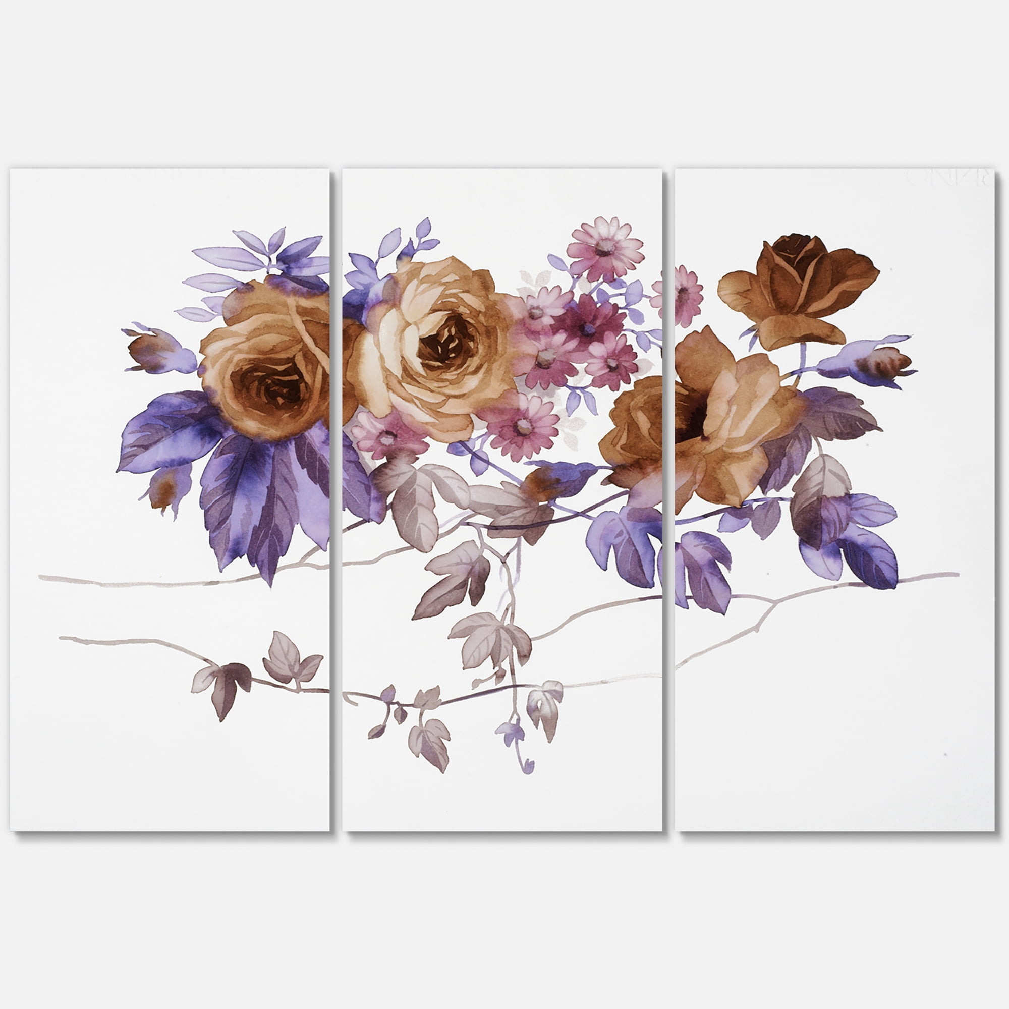 Purple Wildflowers On White IV 28 in x 36 in Painting Canvas Art Print, by Designart