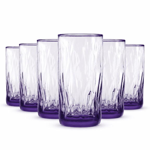 Purple Wind Collection 13.5 Oz Solid Color Drinking Glass Set of 6 for Home and Commercial Use