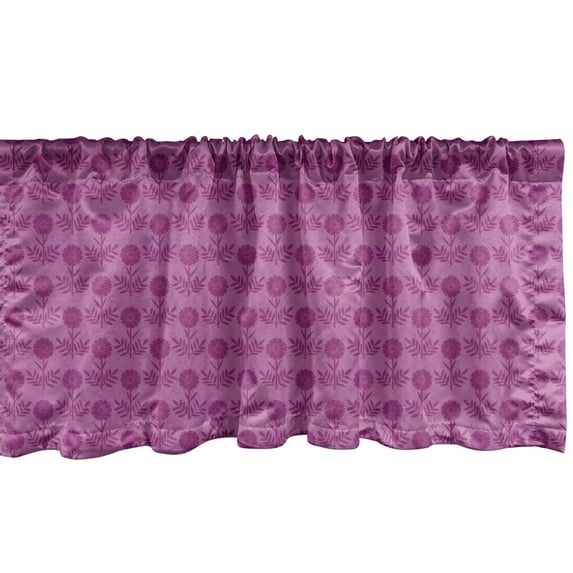 Ambesonne Purple Valance Pack of 2, Graphical Floral Drawing, 54"X12", Dark Magenta Pale Fuchsia