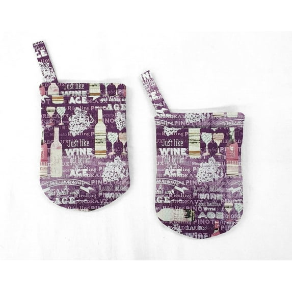 Purple Wine Oven Mitts (Set Of 2) by Penny's Needful Things
