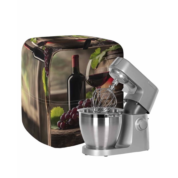 Purple Wine Stand Mixer Dust Cover with Storage Pocket & Handles, Farmhouse Casks Vintage Fits All Tilt Head & Bowl Lift Kitchen Appliance Cover Organizer Bag Accessories, 6-8 Quart