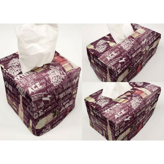Purple Wine Tissue Box Cover by Penny's Needful Things (Cube)