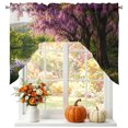 thumbnail image 1 of Purple Wisteria Blooms Swag Valances for Windows, Small Curtains Drapes, Countryside Lavender Path Romantic Kitchen Window Curtains Over Sink Window Treatment Valance for Bedroom/Bathroom 56"x36", 1 of 8
