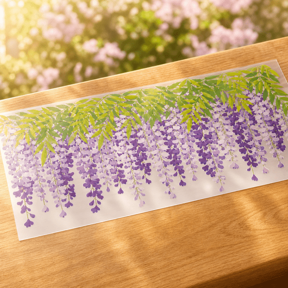 Purple Wisteria Border Static Cling Window Decals for Glass Doors & Windows