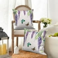 thumbnail image 1 of Purple Wisteria Flower Throw Pillow Covers 18x18 Set of 2,Purple Floral Butterfly Decorative Pillow Cases for Bedroom Sofa Couch, 1 of 6