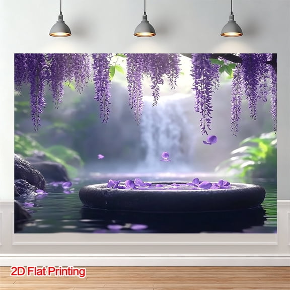 Purple Wisteria Waterfall Wedding Backdrop Purple Floral Birthday Photography Background Spring River View Bridal Shower Party Decorations Banner Supplies Photo Booth Props