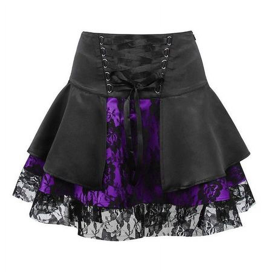 Women's Gothic Floral Embroidered Beaded Long Skirt Purple main image 0