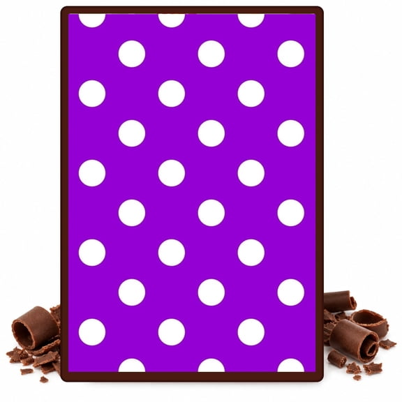 Purple With White Polka Dot Pattern Edible Chocolate Transfer Sheet, by TNCT. (1 Count)