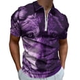 thumbnail image 1 of Purple Wolf Men Zipper T-shirt Summer Casual Short Sleeve T-shirt Top, 1 of 7