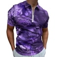thumbnail image 1 of Purple Wolf Men Zipper T-shirt Summer Casual Short Sleeve T-shirt Top, 1 of 7