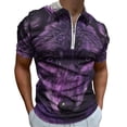 thumbnail image 1 of Purple Wolf Men Zipper T-shirt Summer Casual Short Sleeve T-shirt Top, 1 of 7