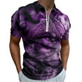thumbnail image 1 of Purple Wolf Men Zipper T-shirt Summer Casual Short Sleeve T-shirt Top, 1 of 7