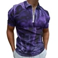 thumbnail image 1 of Purple Wolf Men Zipper T-shirt Summer Casual Short Sleeve T-shirt Top, 1 of 7