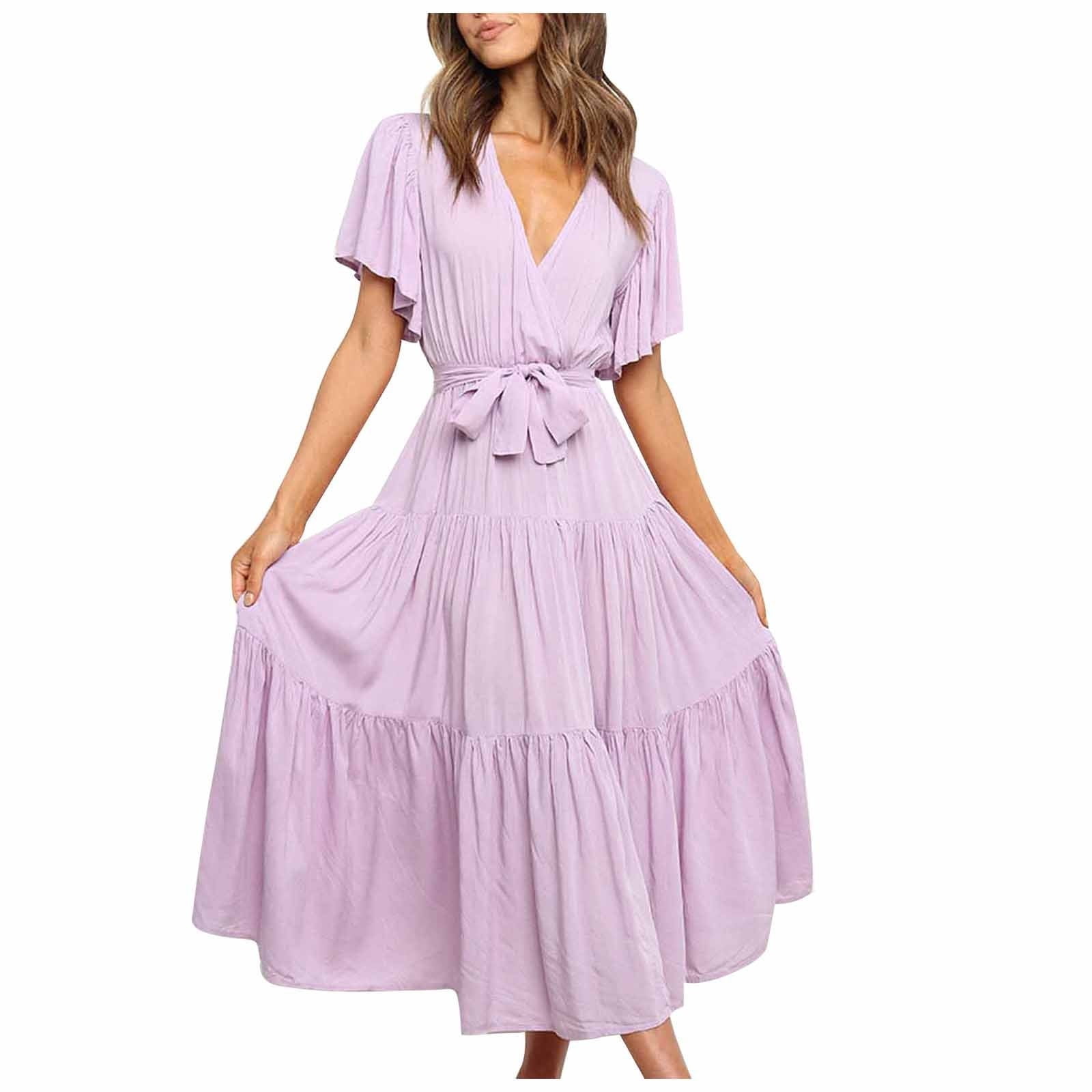 Dark Royal Blue Womens Flare Bell Bottom Tie Knot Plain Bootcut Leg Maxi  Long Dresses for Women Bell Sleeve V Neck Lace Brunch Fall Summer Dresses  2025 Clothes XL - Walmart.com