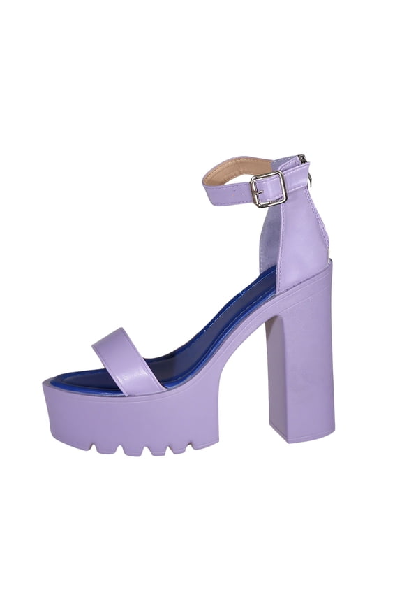 Purple Women Open Toe High Heel Thick Extremely Comfortable Strappy Extremely Stylish Block Heel Sandals For Summer Wear