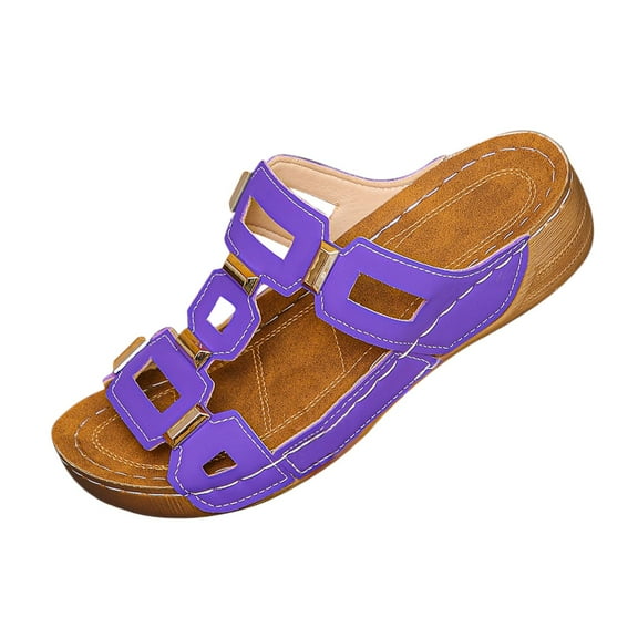 Purple Women Peep Toe Wedge Slippers With Platform Sole Comfortable Summer Sandals Lightweight Design Perfect For Casual Use And Outdoor Activities