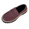 thumbnail image 1 of Purple Women Relaxed Frosted Round Toe Platform Loafers With Thick Heel Mid Height For Comfort And Style, 1 of 8