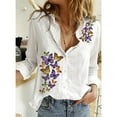 thumbnail image 1 of Purple Women Shirts, Womens V Neck Roll Up Sleeve Down Blouses Tops,Women Shirts XL, 1 of 4