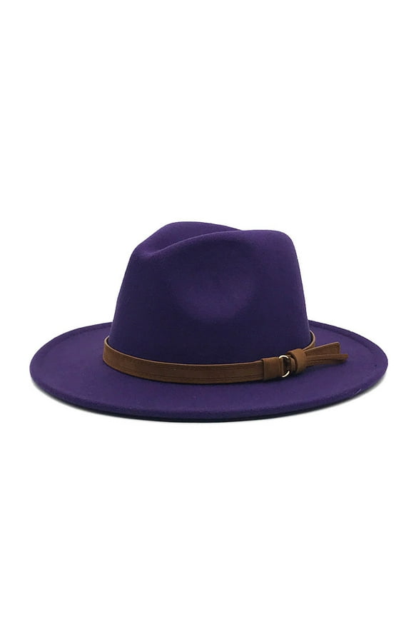Purple Women's Berets, Windfall Men & Women Vintage Wide Brim Fedora Hat With Belt Buckle,Women's Accessories Berets
