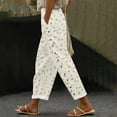 thumbnail image 1 of Purple Women's Casual Pants, Women'S Elastic Belt With Pocket Trousers Side Cropped Pants Loose Casual Pants Printed Straight Pants,Women's Casual Pants M, 1 of 4