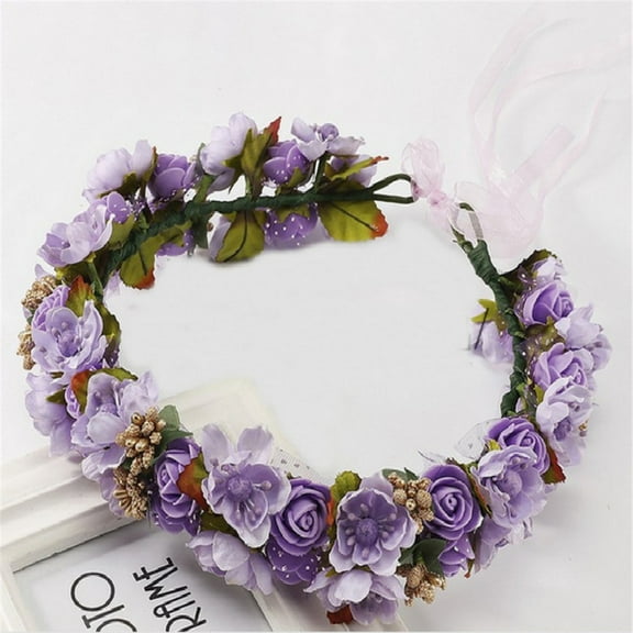 Purple Women's Headbands, Women Bridal Flower Garland Headband Flower Crown Hair Wreath Halo,Women's Accessories Heardband