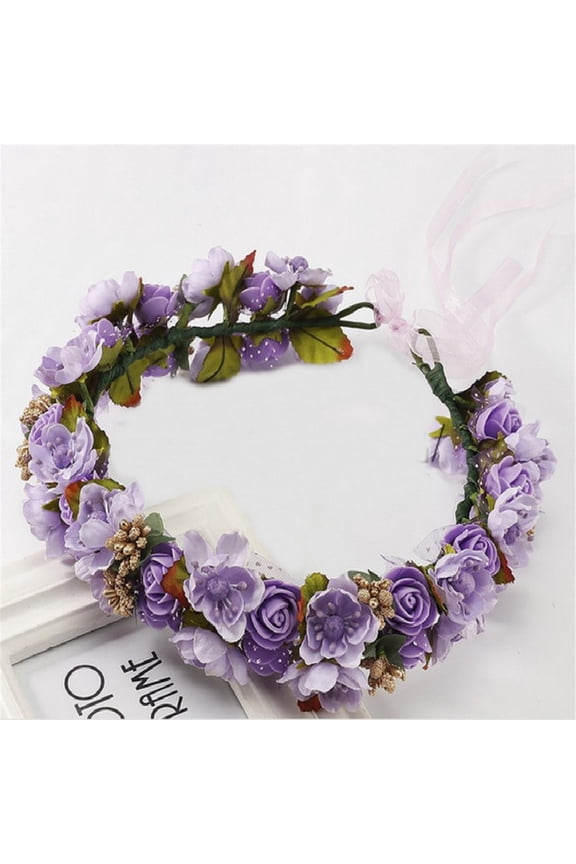 Purple Women's Headbands, Women Bridal Flower Garland Headband Flower Crown Hair Wreath Halo,Women's Accessories Heardband