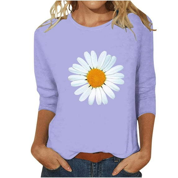 Purple Women's Short Sleeve T-shirt, Women'S Round Neck Printed Seven Sleeve Casual T Shirt Top,Women's Short sleeve T-shirt 3XL