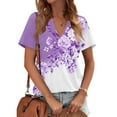 thumbnail image 1 of Purple Women's Short Sleeve T-shirt, Womens Tops Summer Short Sleeve V Neck Blouses Business Casual Loose Fit Tshirts Trendy Fashion Outfits,Women's Short sleeve T-shirt XXL, 1 of 4