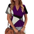 thumbnail image 1 of Purple Women's Short Sleeve T-shirt, Womens Tops Summer Short Sleeve V Neck Blouses Business Casual Loose Fit Tshirts Trendy Fashion Outfits,Women's Short sleeve T-shirt XXL, 1 of 4