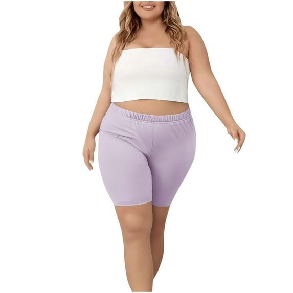 Purple Women's Shorts, Yoga Shorts For Women Plus Size Lightweight Biker Shorts Summer Elastic Waist Shorts Workout Leggings Shorts 2025,Women's Shorts 3XL