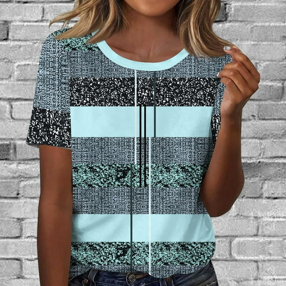 Purple Womens Blouses Women's Tops Summer Short Sleeve Crew Neck Shirts Casual Blouses for Women Ladies Tops and Blouses