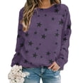 thumbnail image 1 of Purple Womens Fall Tops Women's Star Print Hatless Sweatshirt Long Sleeve Fashion Top Sweatshirt Loose Pullover Top Sweaters for Women, 1 of 5