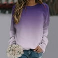 thumbnail image 1 of Purple Womens Fall Tops Womens Autumn Winter Fashion Gradient Print Hoodless Sweatshirt Long Sleeve Pullover Sweaters for Women, 1 of 4