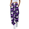 thumbnail image 1 of Purple Womens Halloween High Waist Baggy Leg Pants Womens Halloween Pajamas Pants Cute Magical Pajama Soft Long Bottoms Women Fall Pjs S, 1 of 4