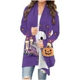 thumbnail image 1 of Purple Womens Happy Vacation Halloween Jackets Outerwear for Women Skeleton Graphic Loose Fit Long Cardigan Winter Fall Jacket 2025 Clothing Trendy S, 1 of 6