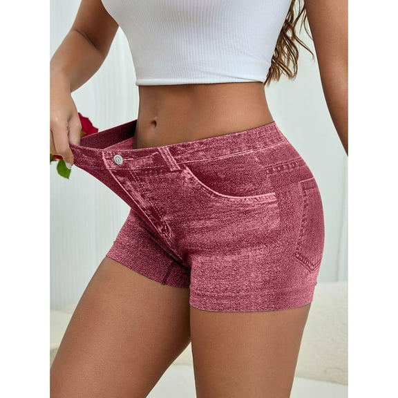 Purple Womens Pants Faux Jeans Shorts for Women Summer Mid Stretchy Denim Shorts Butt Lifting Slimming Ripped Shorts for Women Sweatpants Womens Fashion