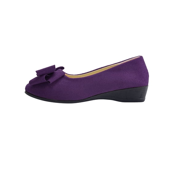 Purple Womens Slip-On Comfortable Wedge Heel Loafers Bowknot Casual Work Plus Size Spring Summer