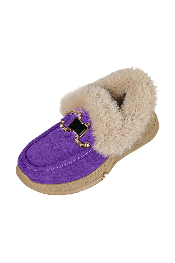 Purple Womens Snow Boots Wedge Heel Winter Shoes Warm Lined Furry Cuff Comfortable Non-Slip Ankle Booties Slip-On Casual Outdoor Footwear 1.39 Lbs