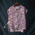 thumbnail image 1 of Purple Womens Summer Tops Cute Tops for Women Collar Non Sleeve Linen Shirts Plus Size Floral Blouses Casual Summer Clothes Going Out Tops for Women, 1 of 4