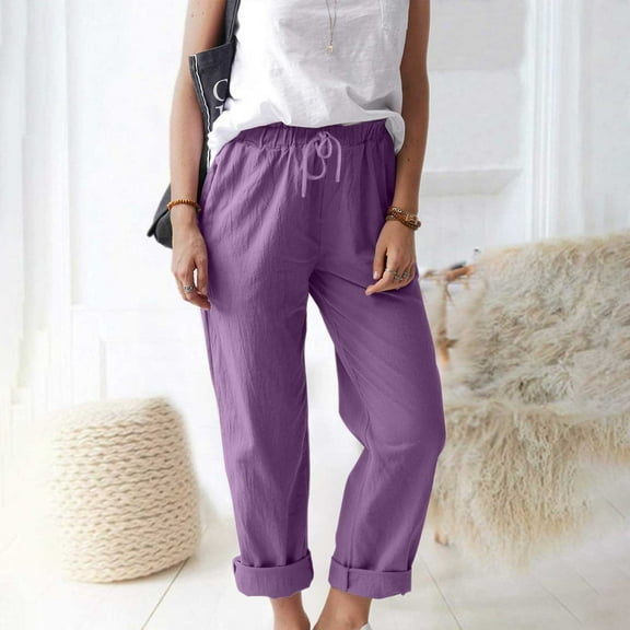 Purple Womens Sweatpants Women's Straight Pants Elastic Waist Casual Trousers Pants with Pockets Casual Pants Women