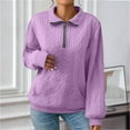 thumbnail image 1 of Purple Womens Tops Ladies' Fashionable Casual Turtleneck Zipper Long Sleeved Pocket Sweater Fall Outfits for Women 2025, 1 of 6