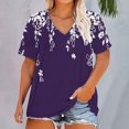 thumbnail image 1 of Purple Womens Tops Plus Size V Neck T Shirts Women Short Sleeve Tops Casual Summer Tshirts Loose Fit Tee Shirts for Women, 1 of 4