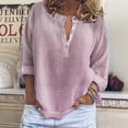 thumbnail image 1 of Purple Womens Tops Women's Cotton Linen Shirt Solid Color Long Sleeves and V Neck Casual Loose T Shirt Shirts for Women, 1 of 5