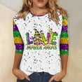 thumbnail image 1 of Purple Womens Tops Women's Quarter Sleeved Round Neck Carnival Lobster Printed T Shirts for Women, 1 of 4