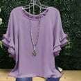 thumbnail image 1 of Purple Womens Tops Womens Plus Size Tops Tunic Short Sleeve Crew Neck Shirts Casual Soft Blouse 1XL 5XL Shirts for Women, 1 of 6
