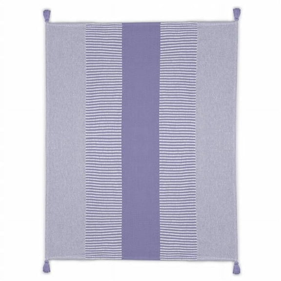 Purple Woven Cotton Striped Throw Blanket